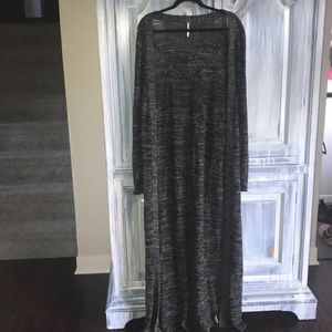 LONG Free People Heathered Button Up Cardigan